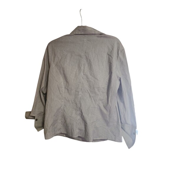 Sara I. Womens Blouse Size Large Blue White Pinstriped Long Sleeve Button Up - Picture 2 of 3